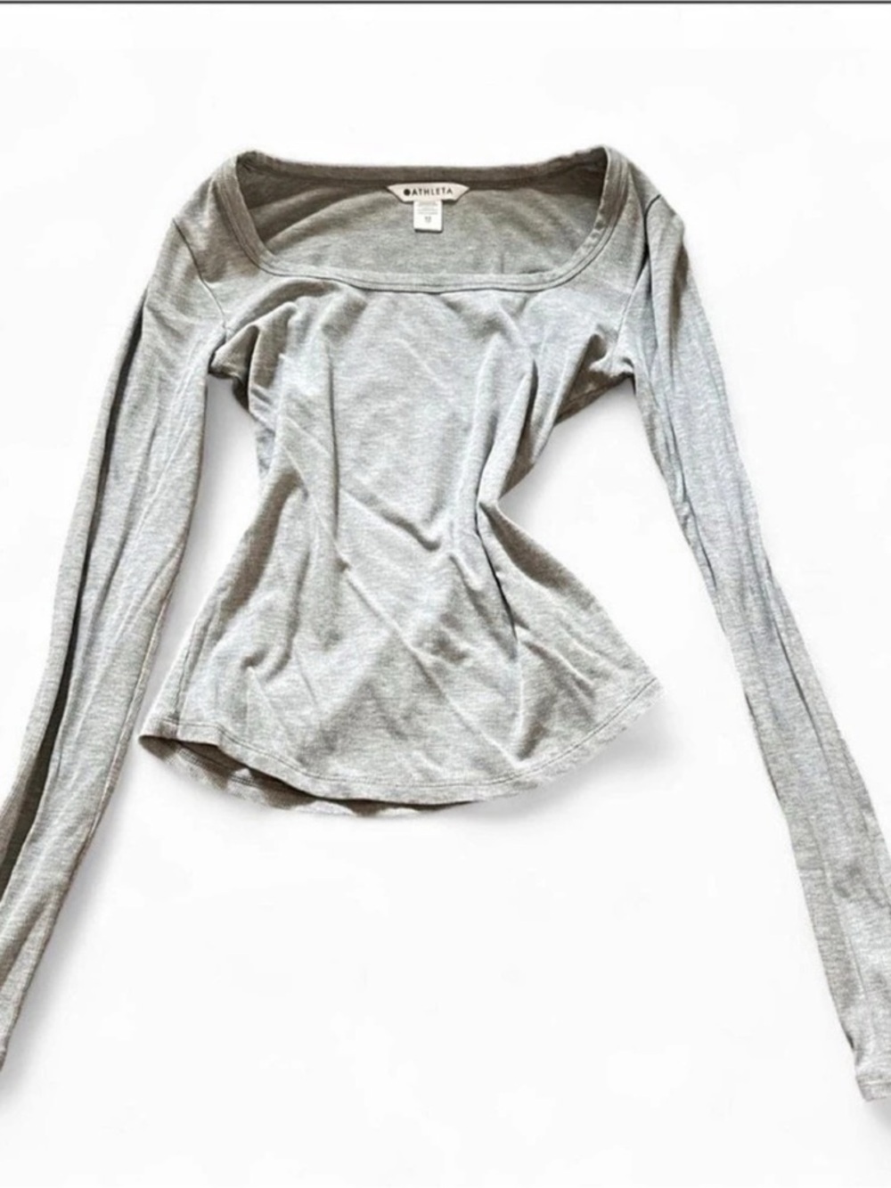 Athleta Signature Rib Square Neck Top Gray XS